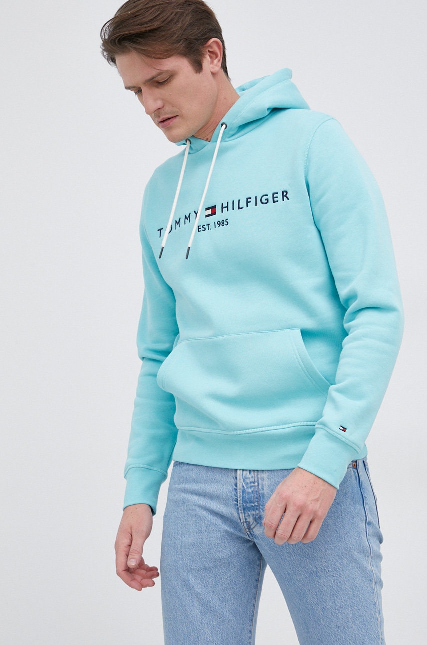 

Суичър Tommy Hilfiger мъжки в тюркоазено с апликация, Тюркоазен