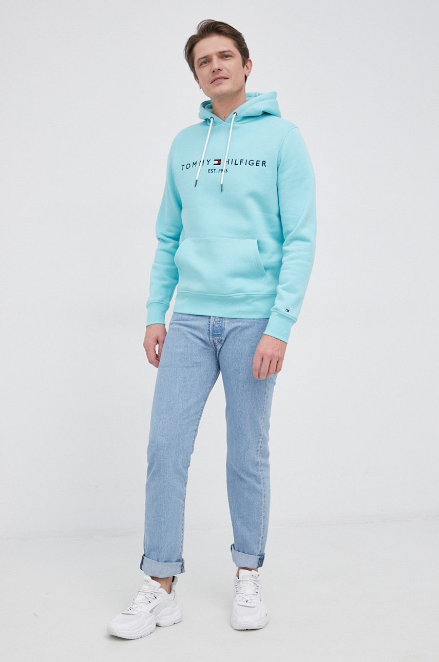 

Кофта Tommy Hilfiger мужская цвет бирюзовый с аппликацией