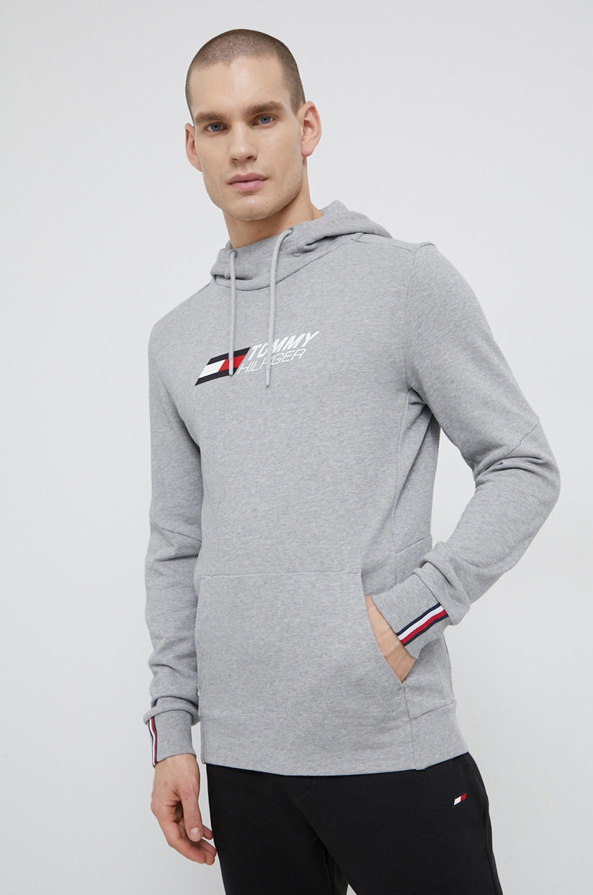 

Памучен суичър Tommy Hilfiger мъжки в сиво с принт, Сив