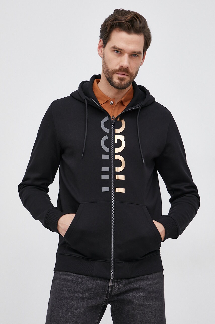 Hugo bluza barbati, culoarea negru, cu imprimeu