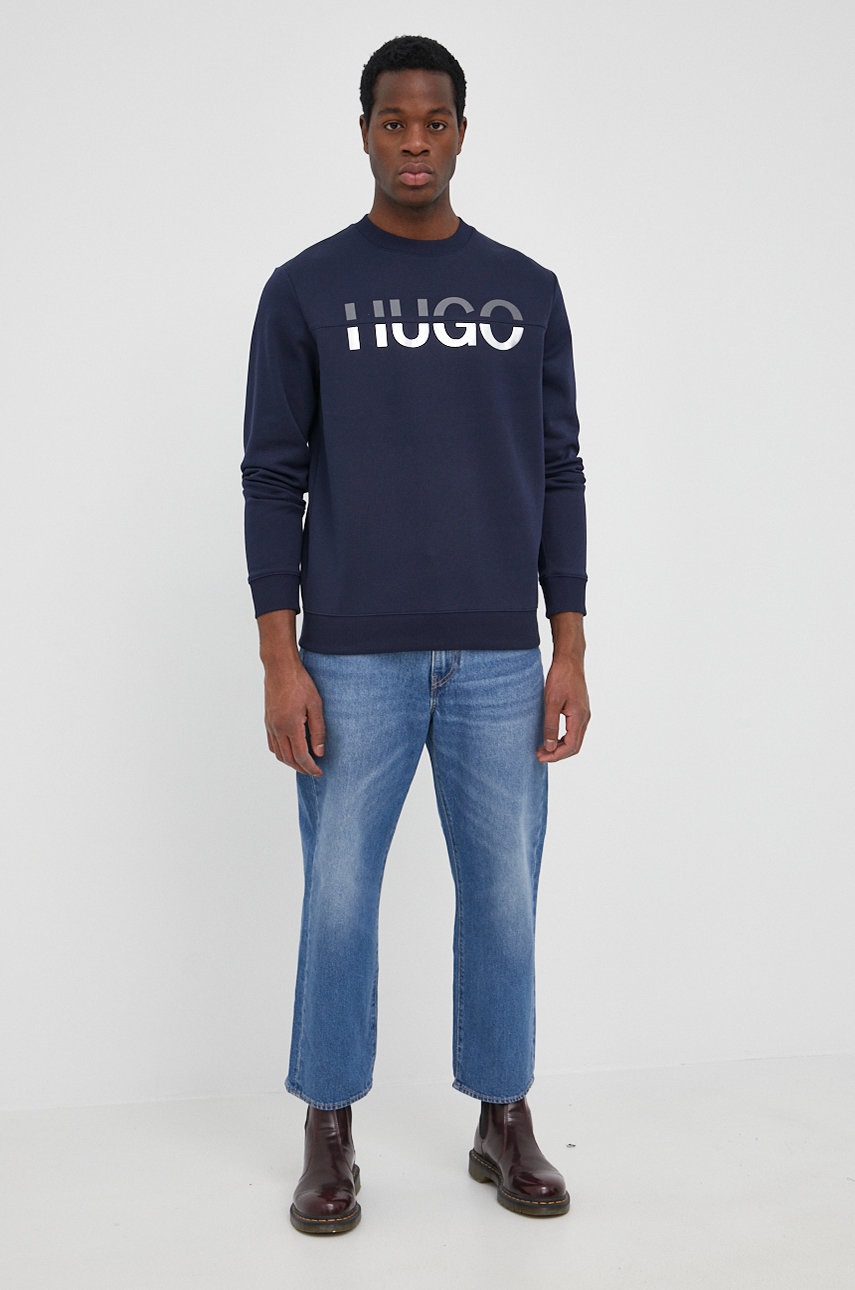 

Кофта Hugo мужская цвет синий гладкая
