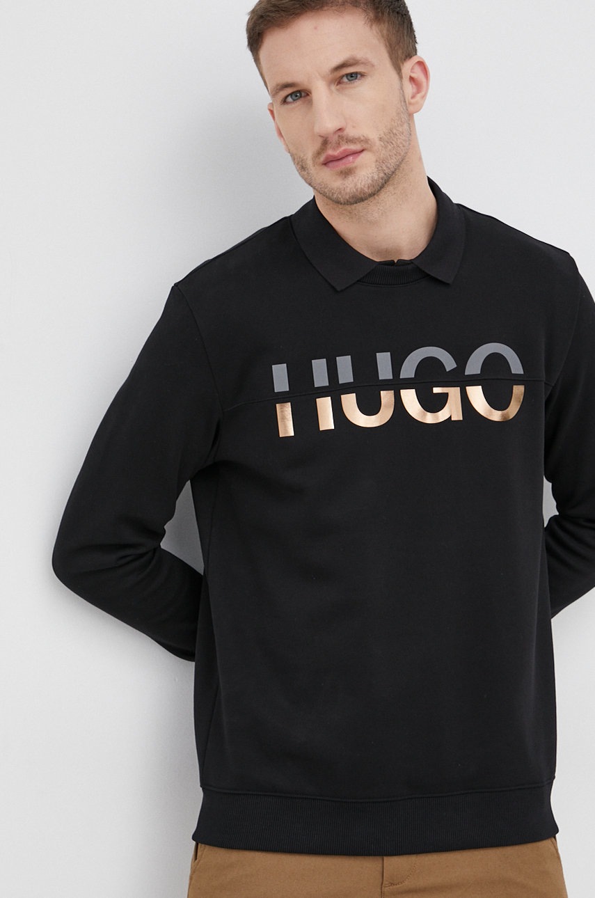 

Суичър Hugo мъжки в черно с изчистен дизайн, Черен