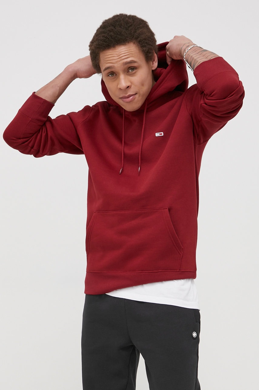 

Суичър Tommy Jeans мъжки в бордо с изчистен дизайн