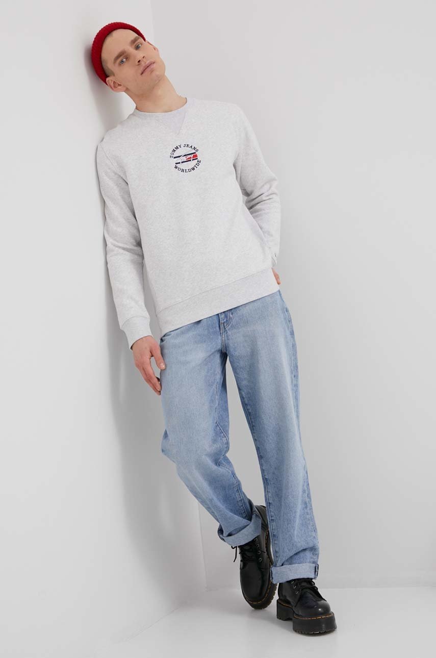 

Кофта Tommy Jeans мужская цвет серый с аппликацией
