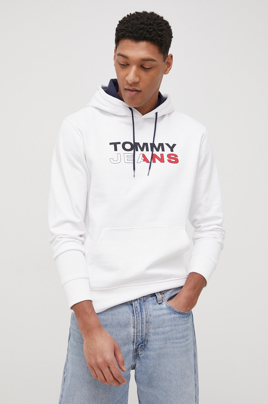 

Хлопковая кофта Tommy Jeans мужская цвет белый с принтом