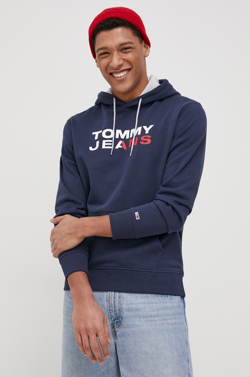

Хлопковая кофта Tommy Jeans мужская цвет синий с принтом