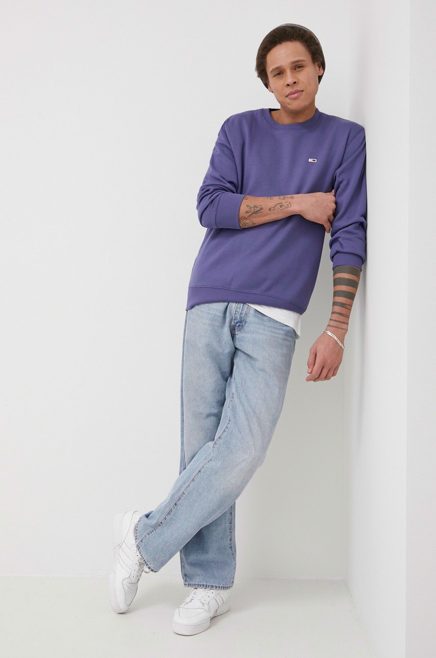 

Кофта Tommy Jeans чоловіча колір фіолетовий гладка