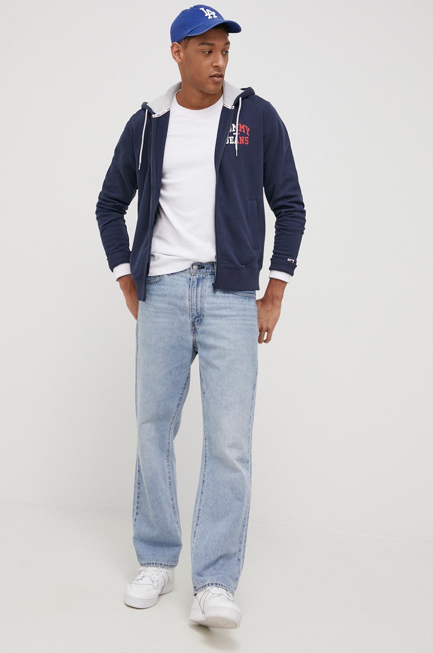 

Хлопковая кофта Tommy Jeans мужская цвет синий с принтом