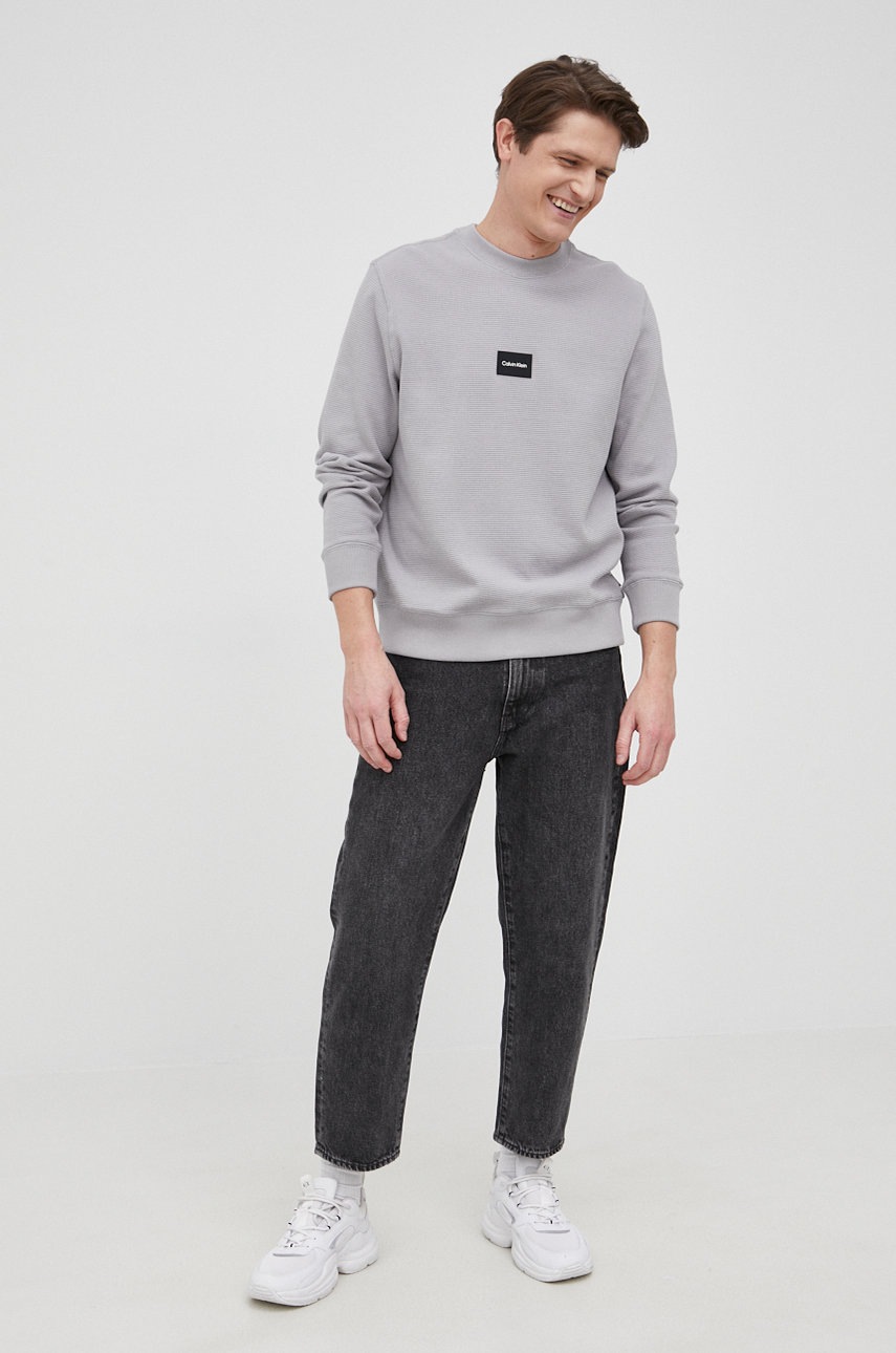 

Calvin Klein - Памучен суичър, Сив