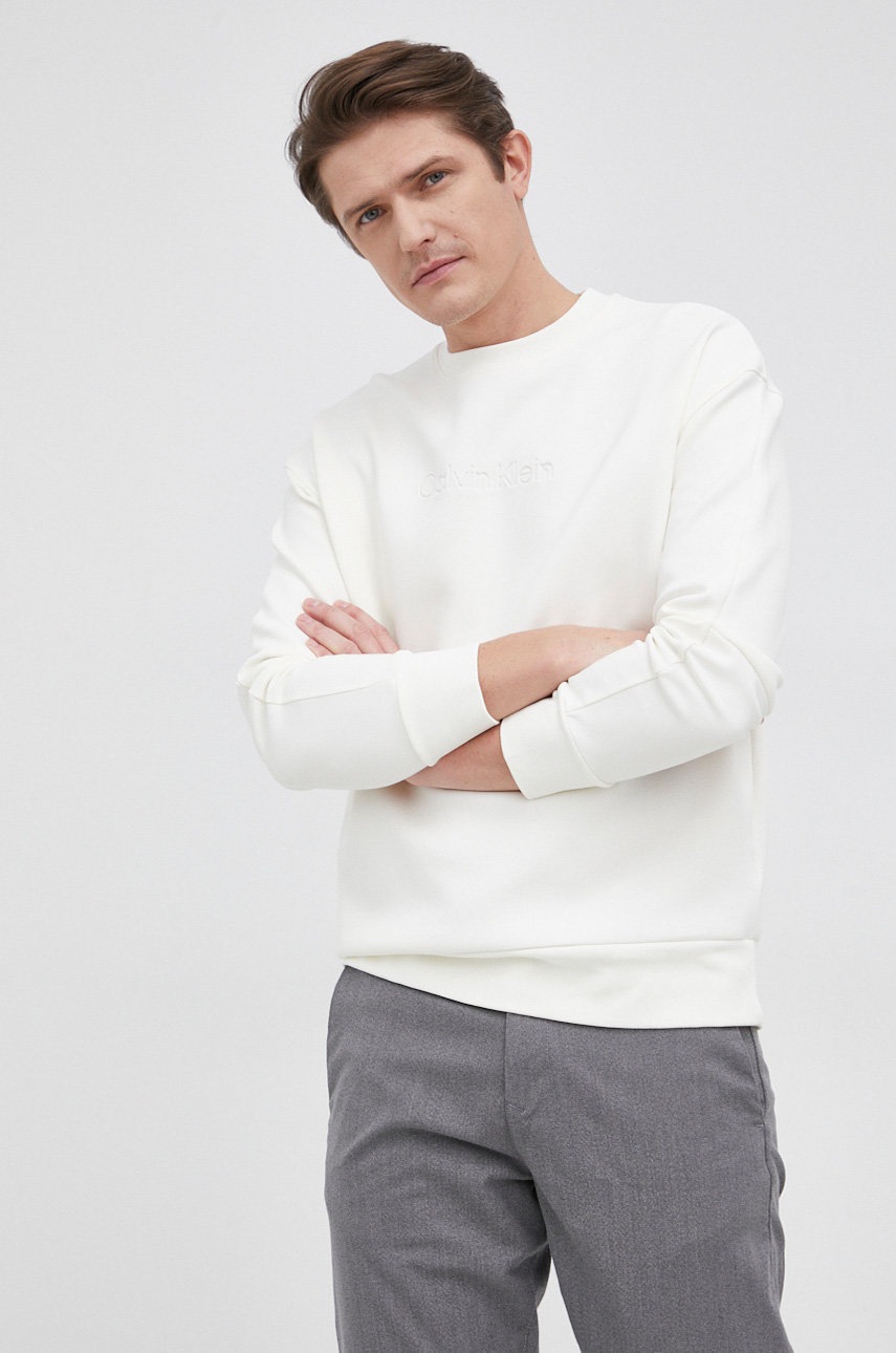 

Кофта Calvin Klein мужская цвет кремовый гладкая