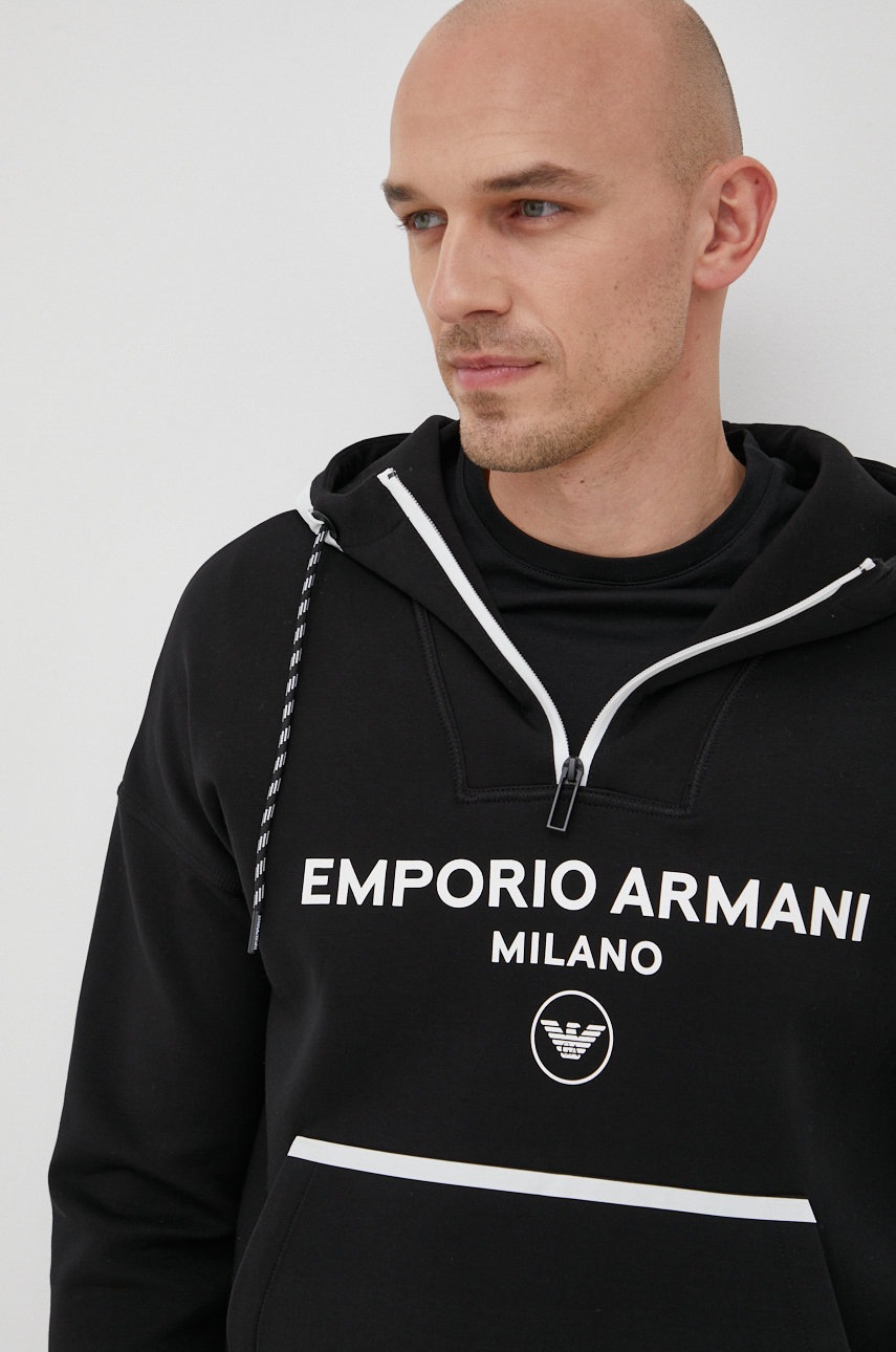 

Суичър Emporio Armani в черно с принт, Черен