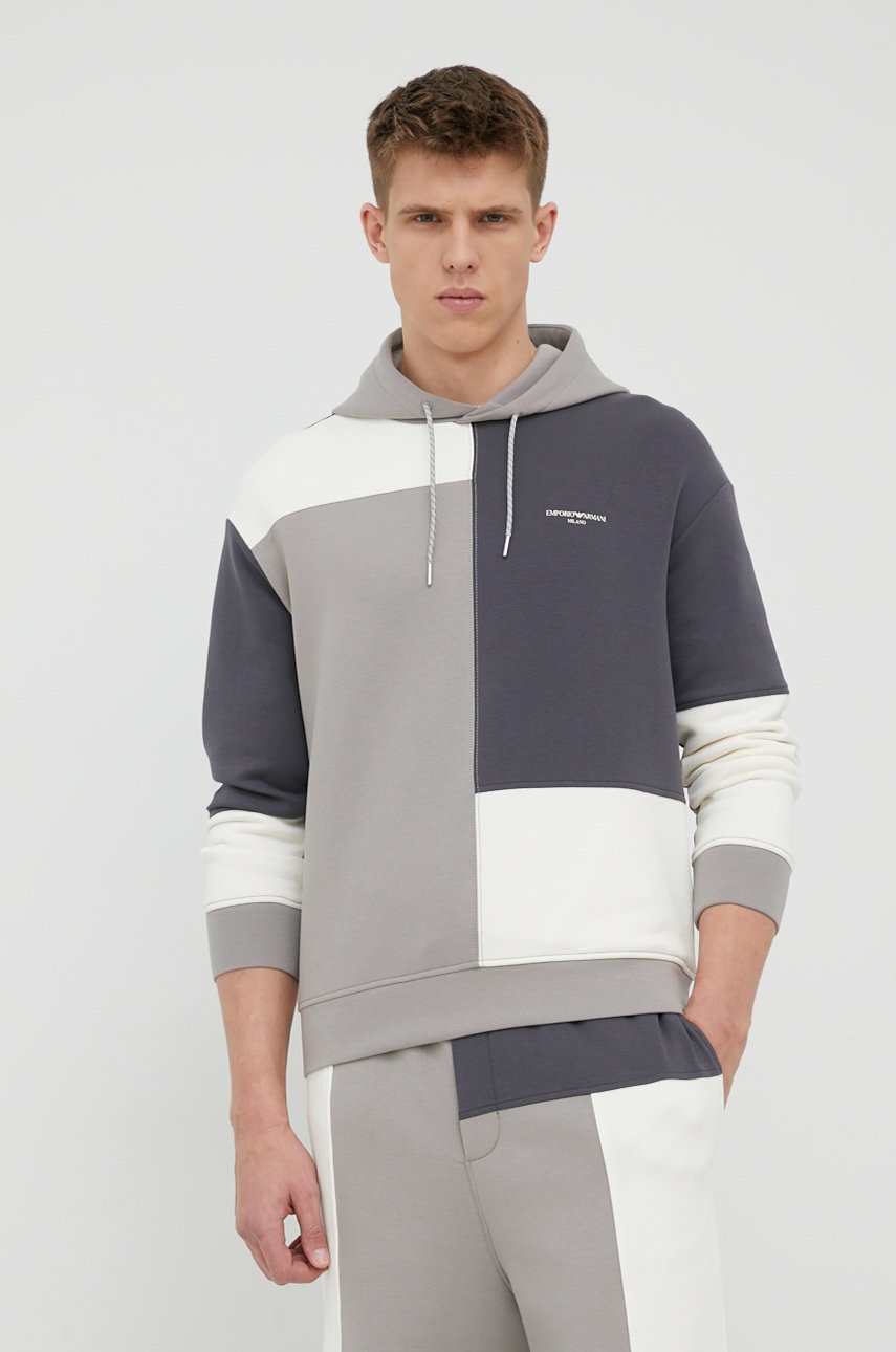 

Суичър Emporio Armani мъжка в сиво с изчистен дизайн, Сив