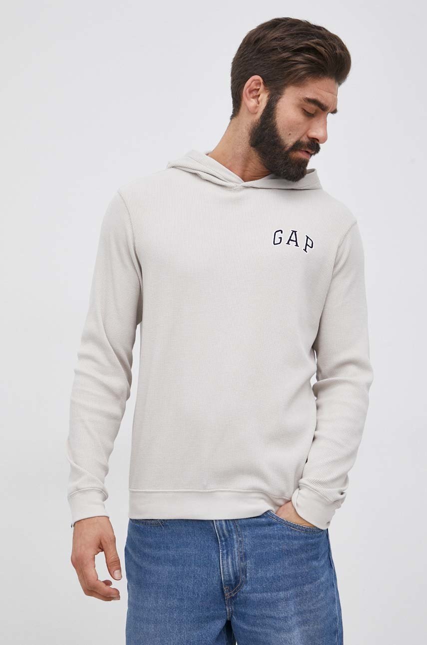 

Суичър GAP мъжки в сиво с изчистен дизайн, Сив