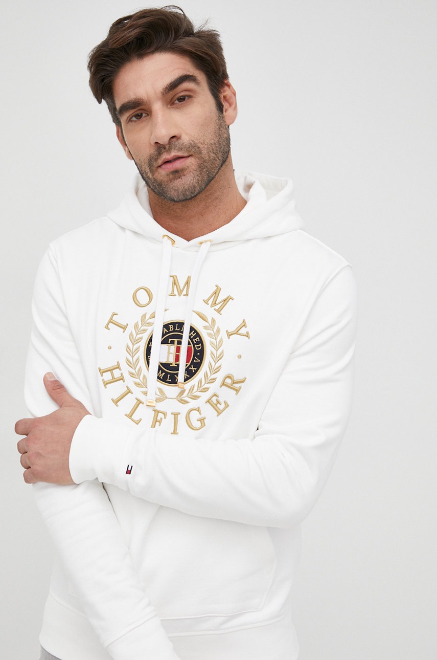 

Памучен суичър Tommy Hilfiger Icon мъжки в бежово с апликация, Бежов