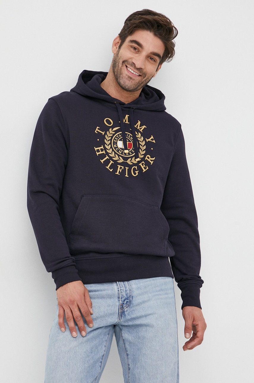 

Памучен суичър Tommy Hilfiger Icon мъжки в тъмносиньо с апликация, Тъмносин