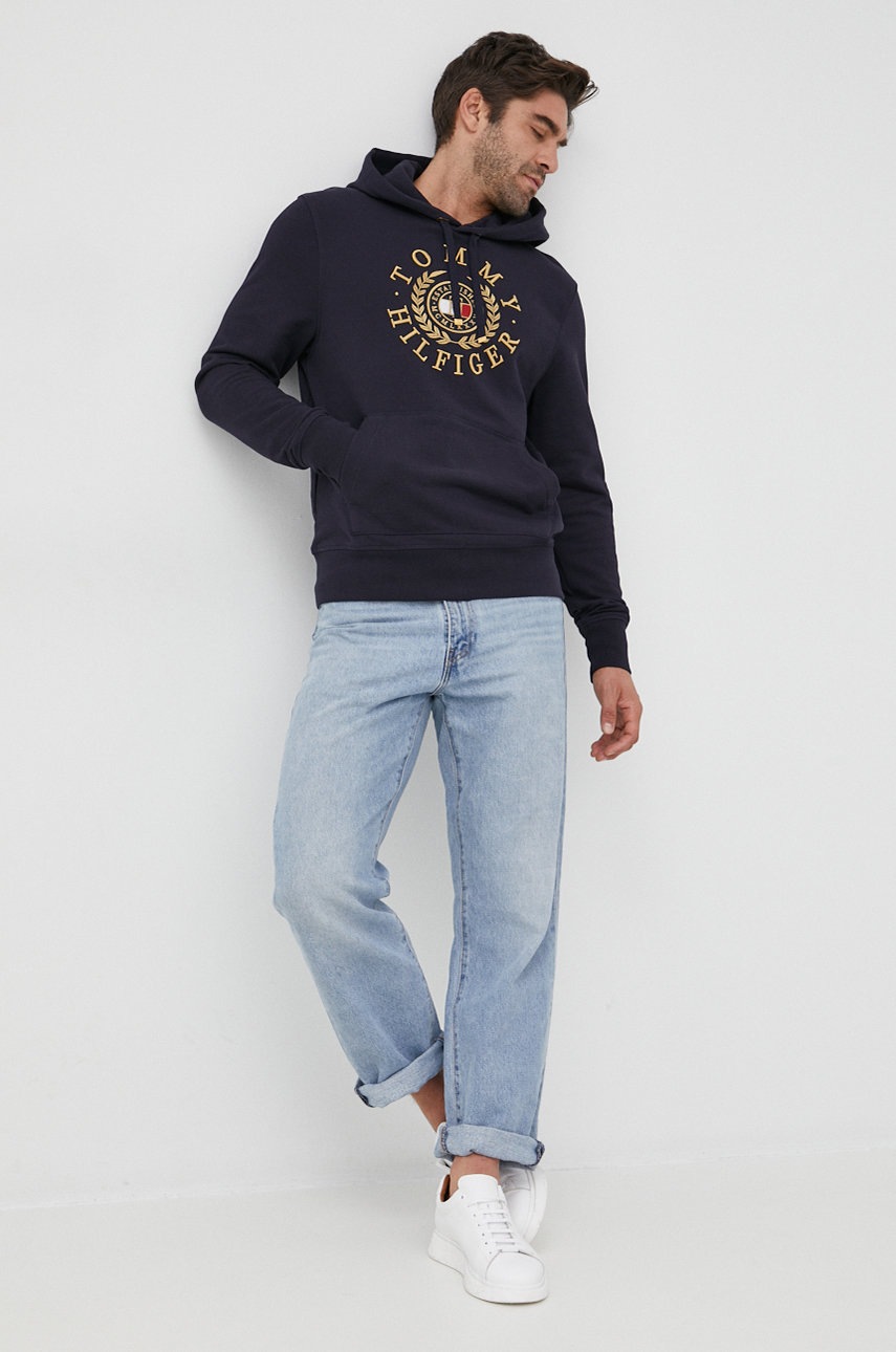 

Хлопковая кофта Tommy Hilfiger Icon мужская цвет синий с аппликацией