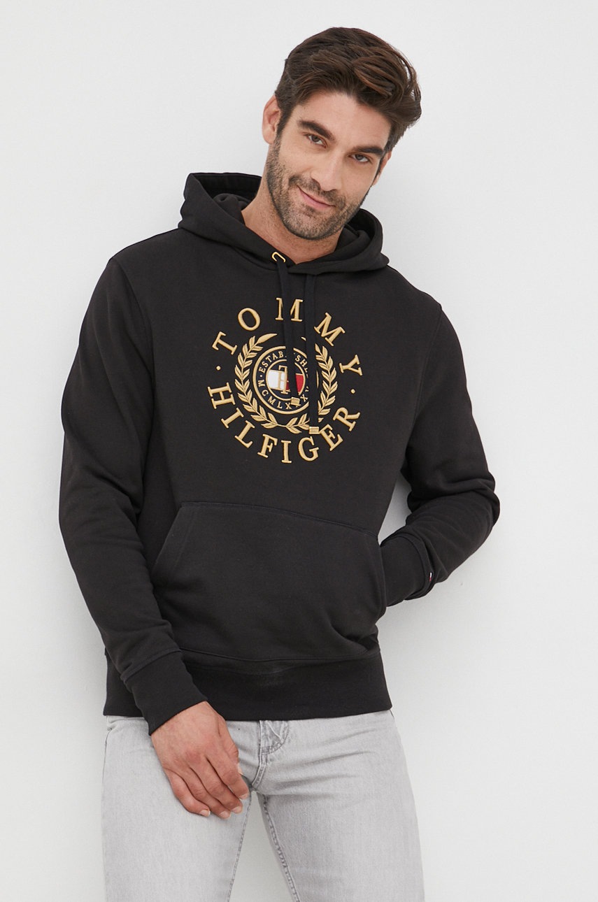 

Хлопковая кофта Tommy Hilfiger Icon мужская цвет чёрный с аппликацией