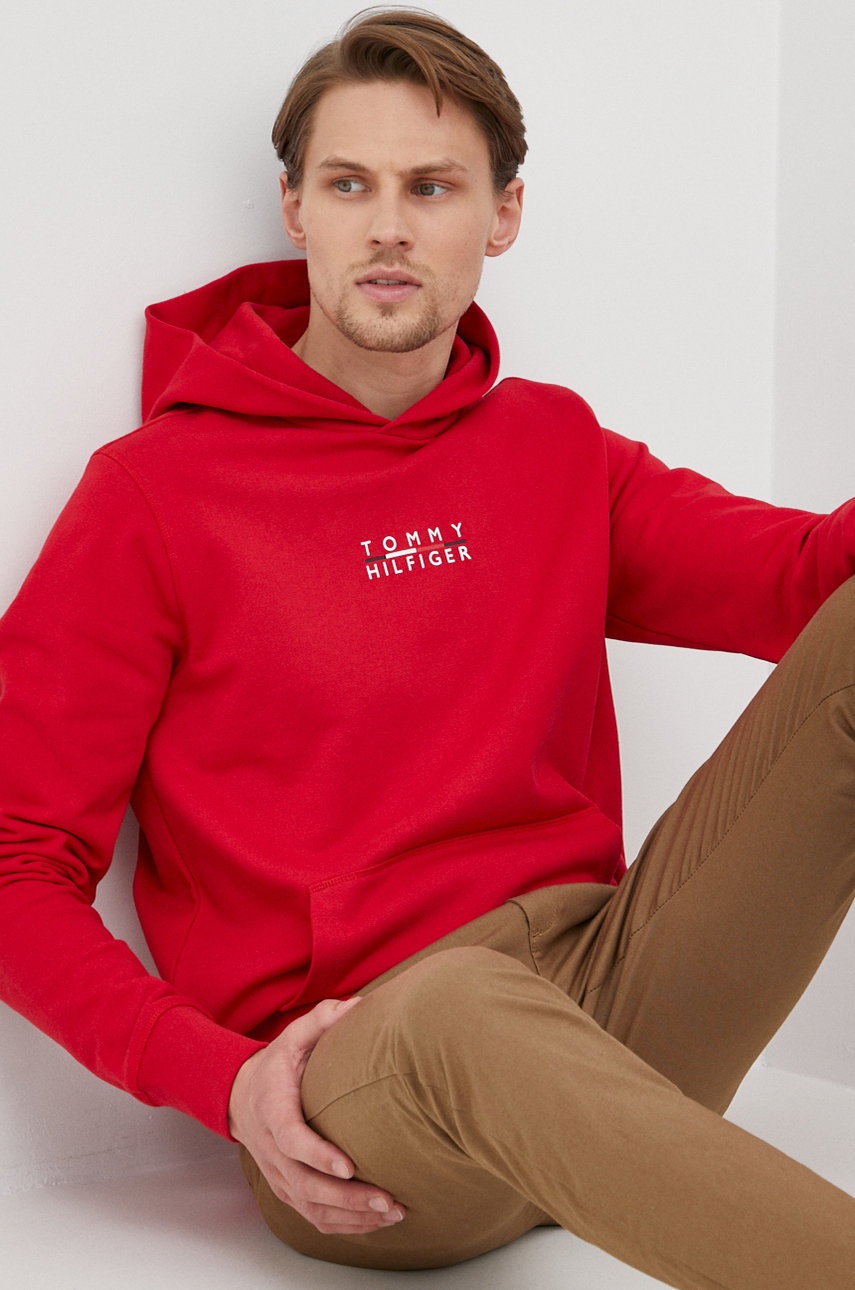 

Памучен суичър Tommy Hilfiger мъжка в червено с принт, Червен