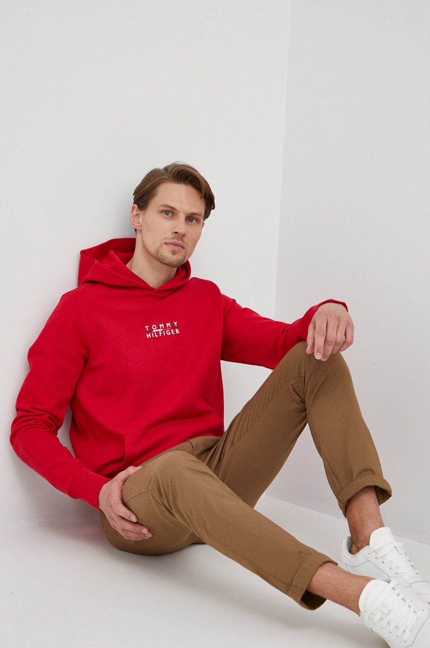 

Бавовняна кофта Tommy Hilfiger чоловіча колір червоний з принтом