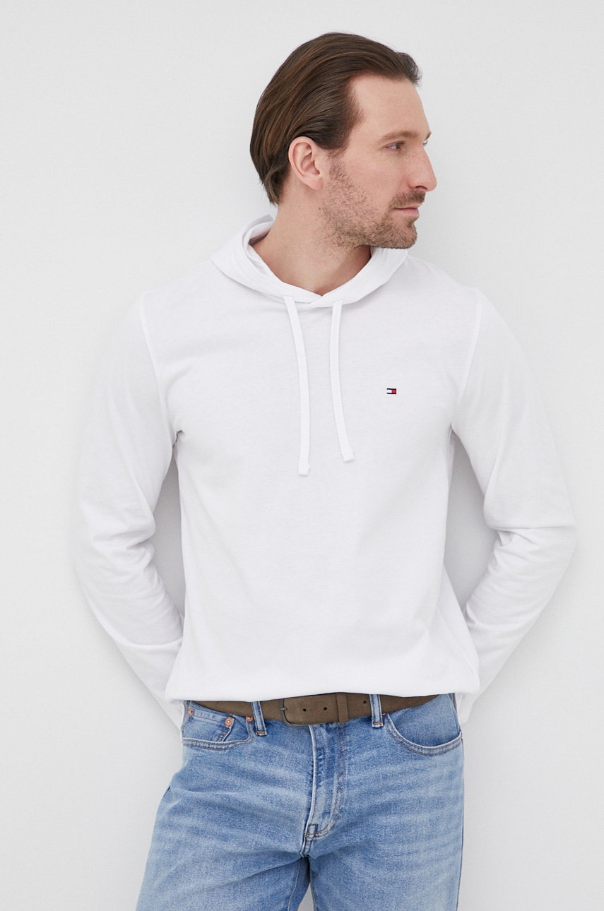

Бавовняний лонгслів Tommy Hilfiger колір білий меланж
