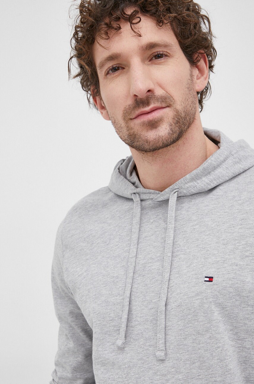 

Памучна блуза с дълги ръкави Tommy Hilfiger в сиво меланж на, Сив