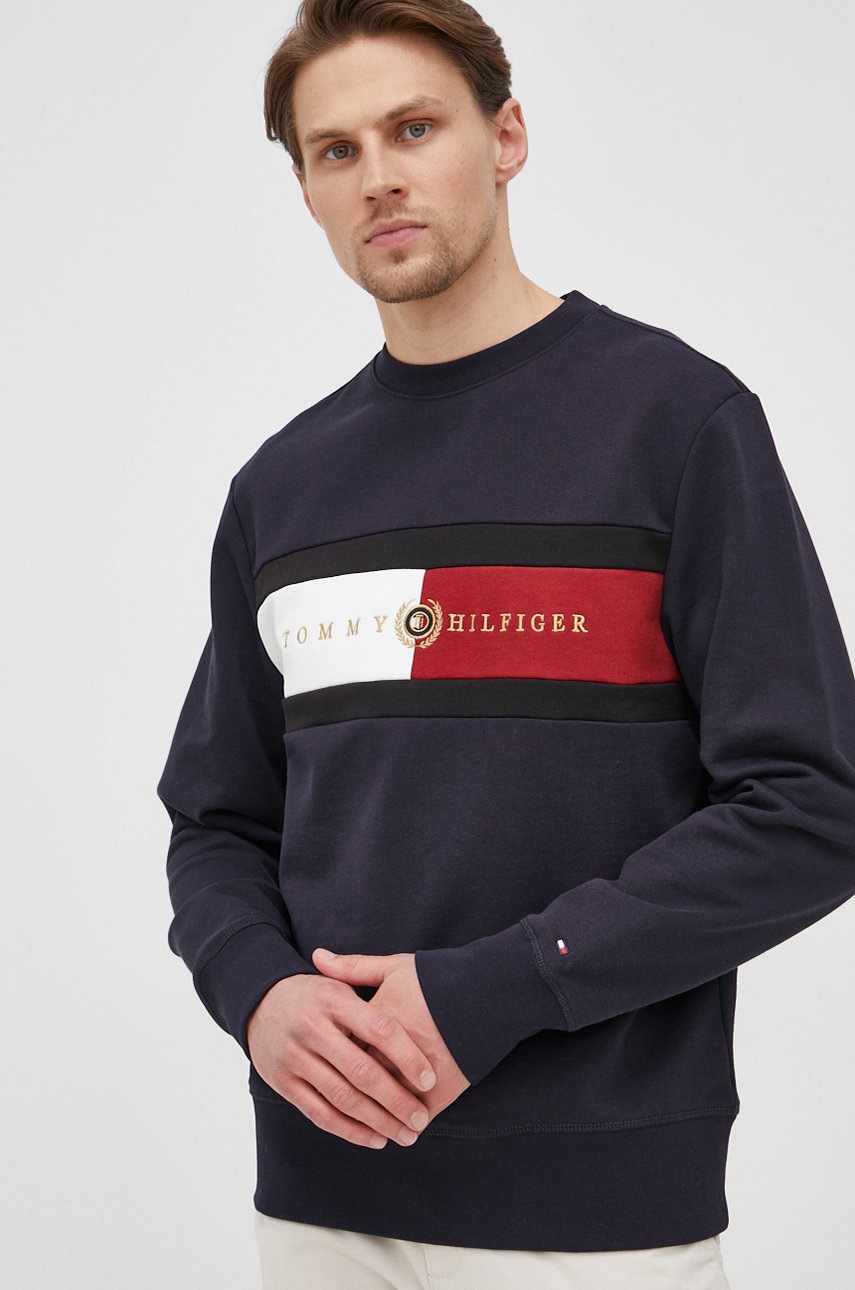 

Памучен суичър Tommy Hilfiger Icon мъжки в тъмносиньо с апликация, Тъмносин