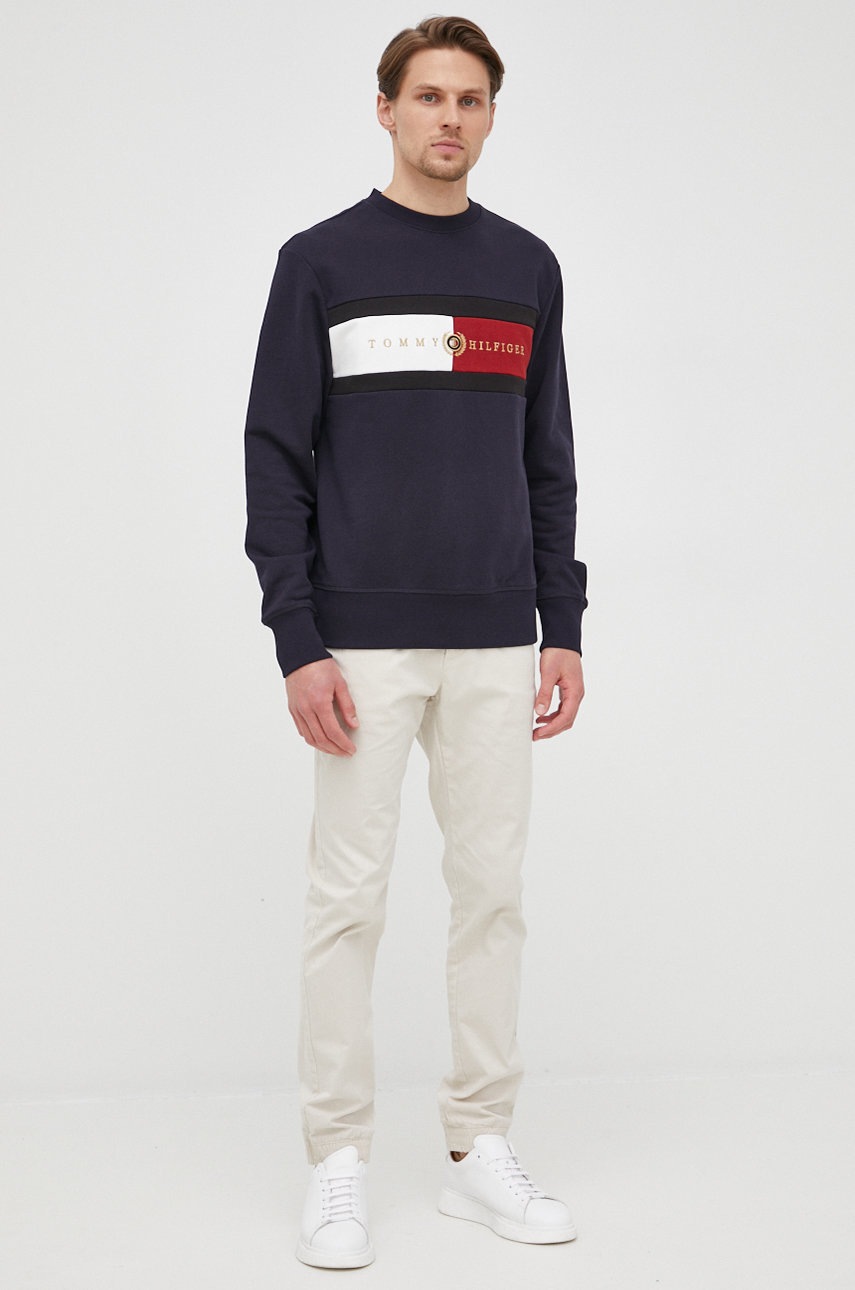 

Хлопковая кофта Tommy Hilfiger Icon мужская цвет синий с аппликацией