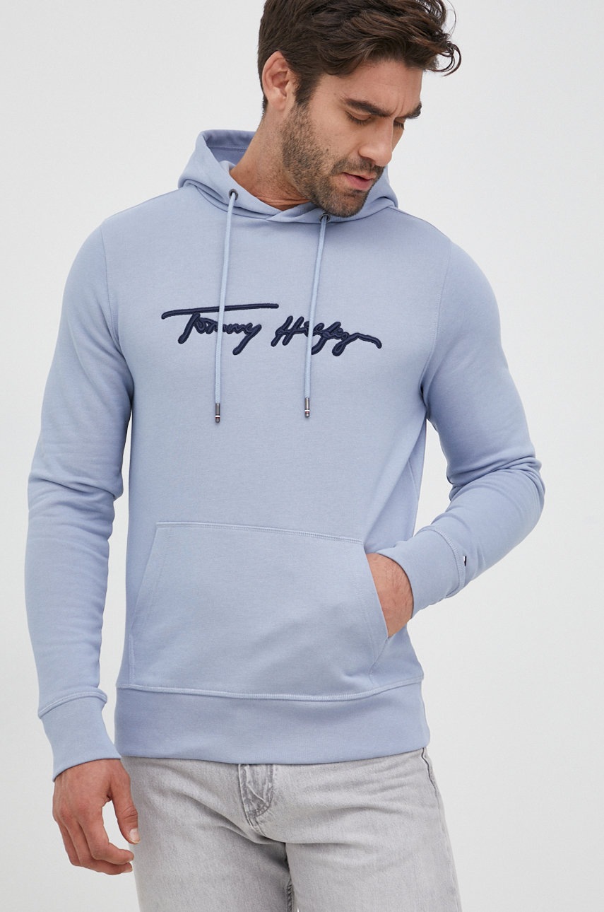 

Памучен суичър Tommy Hilfiger мъжка с апликация, Син