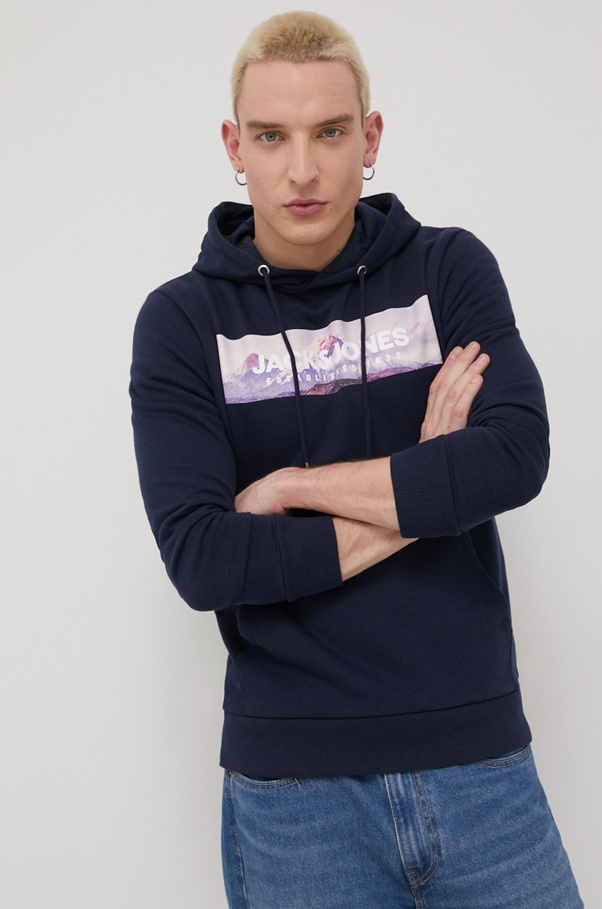 

Суичър Jack & Jones мъжка в тъмносиньо с принт, Тъмносин