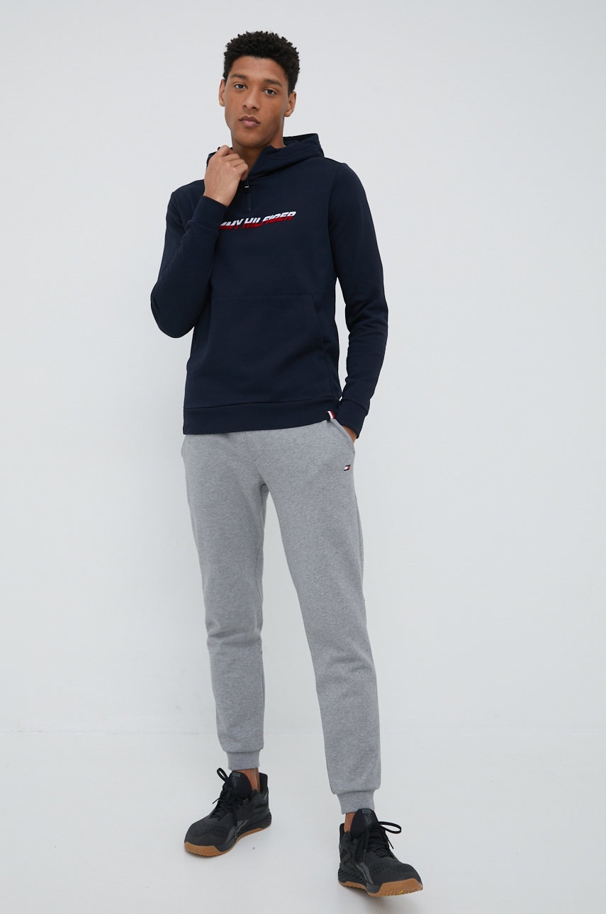 

Хлопковая кофта Tommy Hilfiger мужская цвет синий с аппликацией