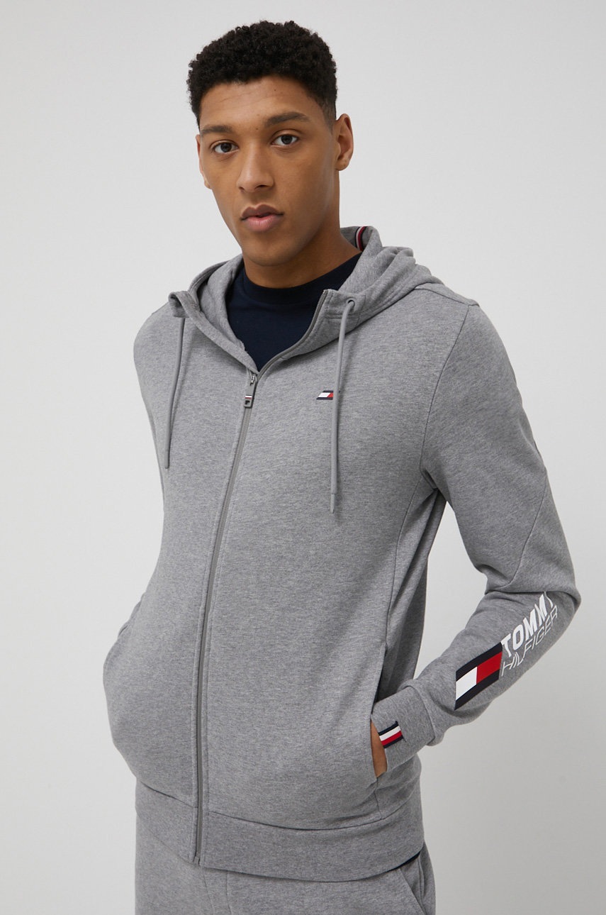 

Памучен суичър Tommy Hilfiger мъжка в сиво с принт, Сив