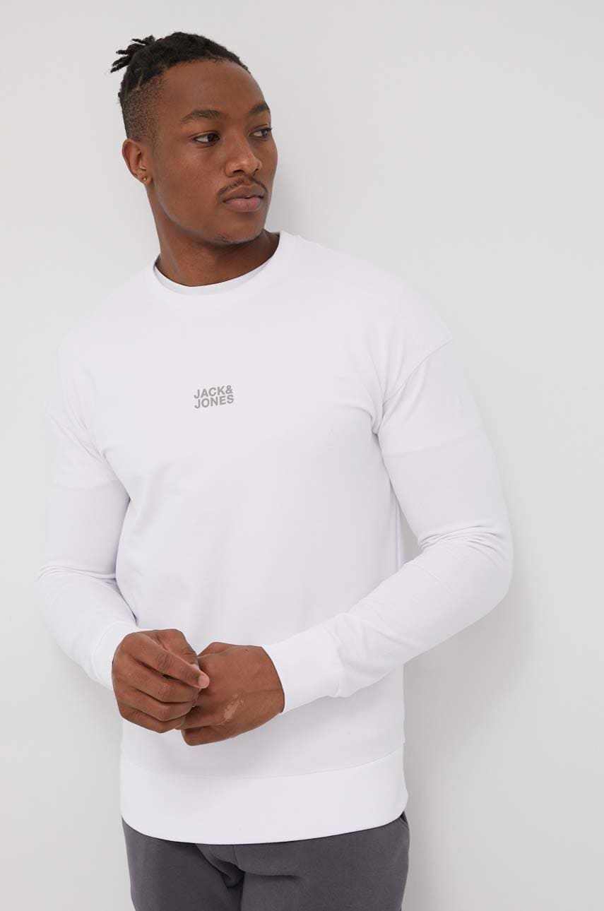 Jack & jones bluza barbati, culoarea alb, neted