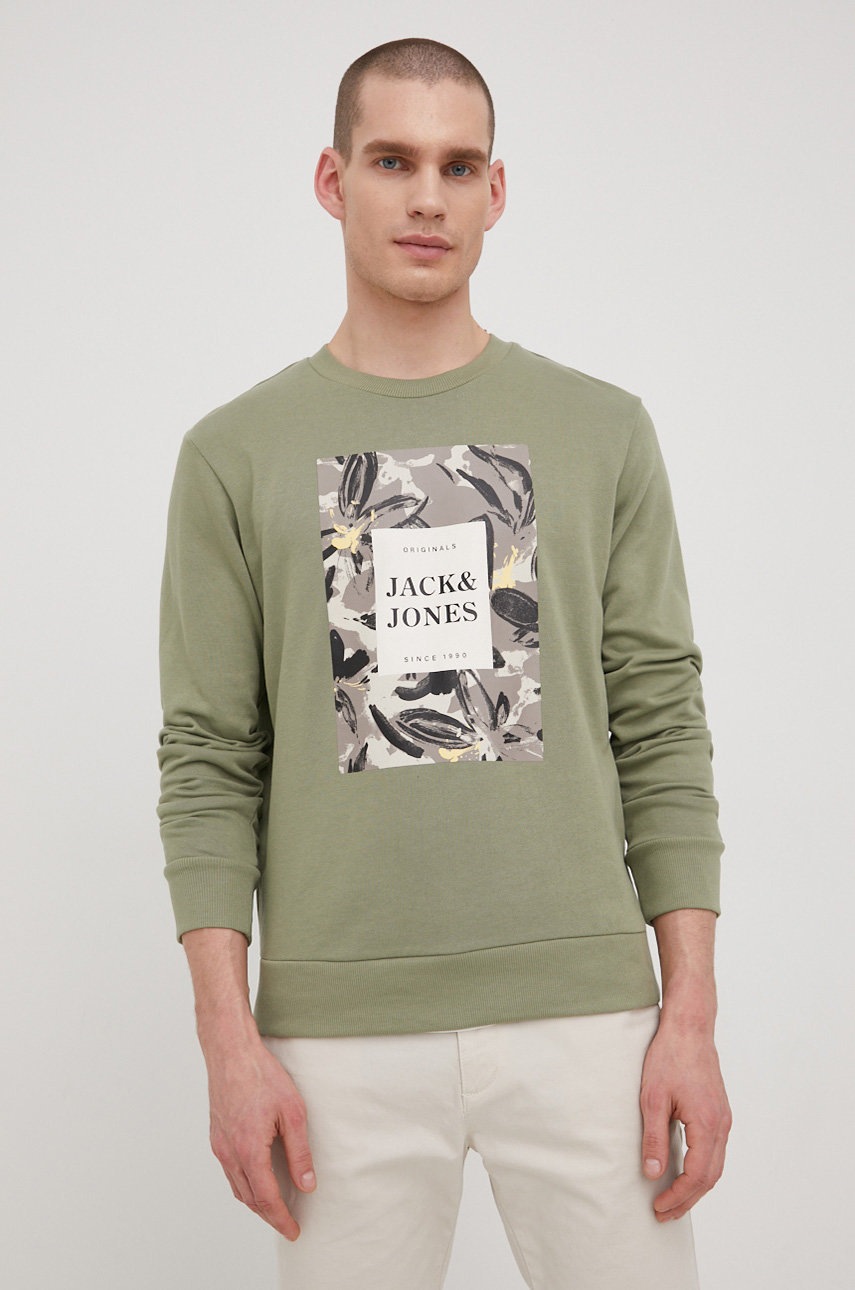 

Суичър Jack & Jones мъжка в зелено с принт, Зелен