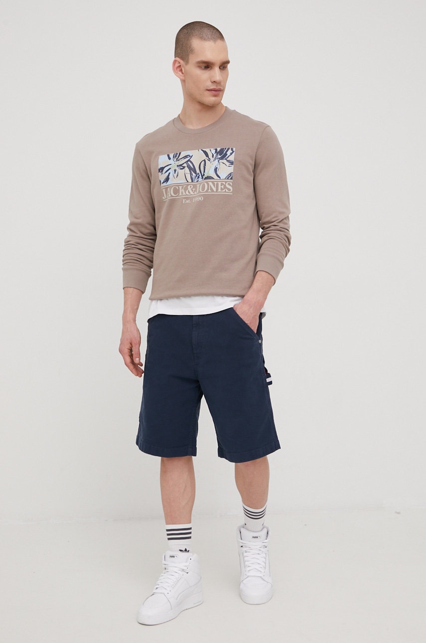 

Суичър Jack & Jones мъжка в бежово с принт, Бежов