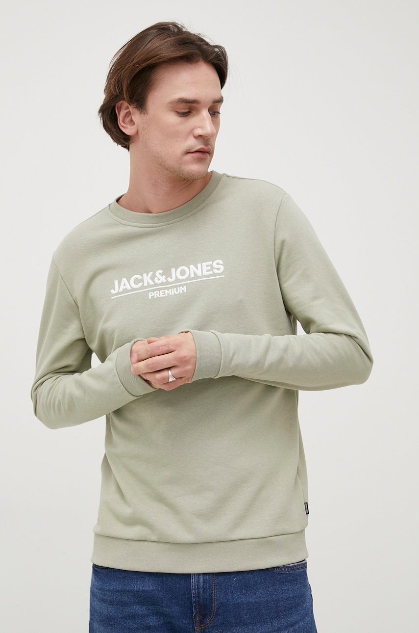 Premium by Jack&Jones bluza męska kolor zielony z nadrukiem