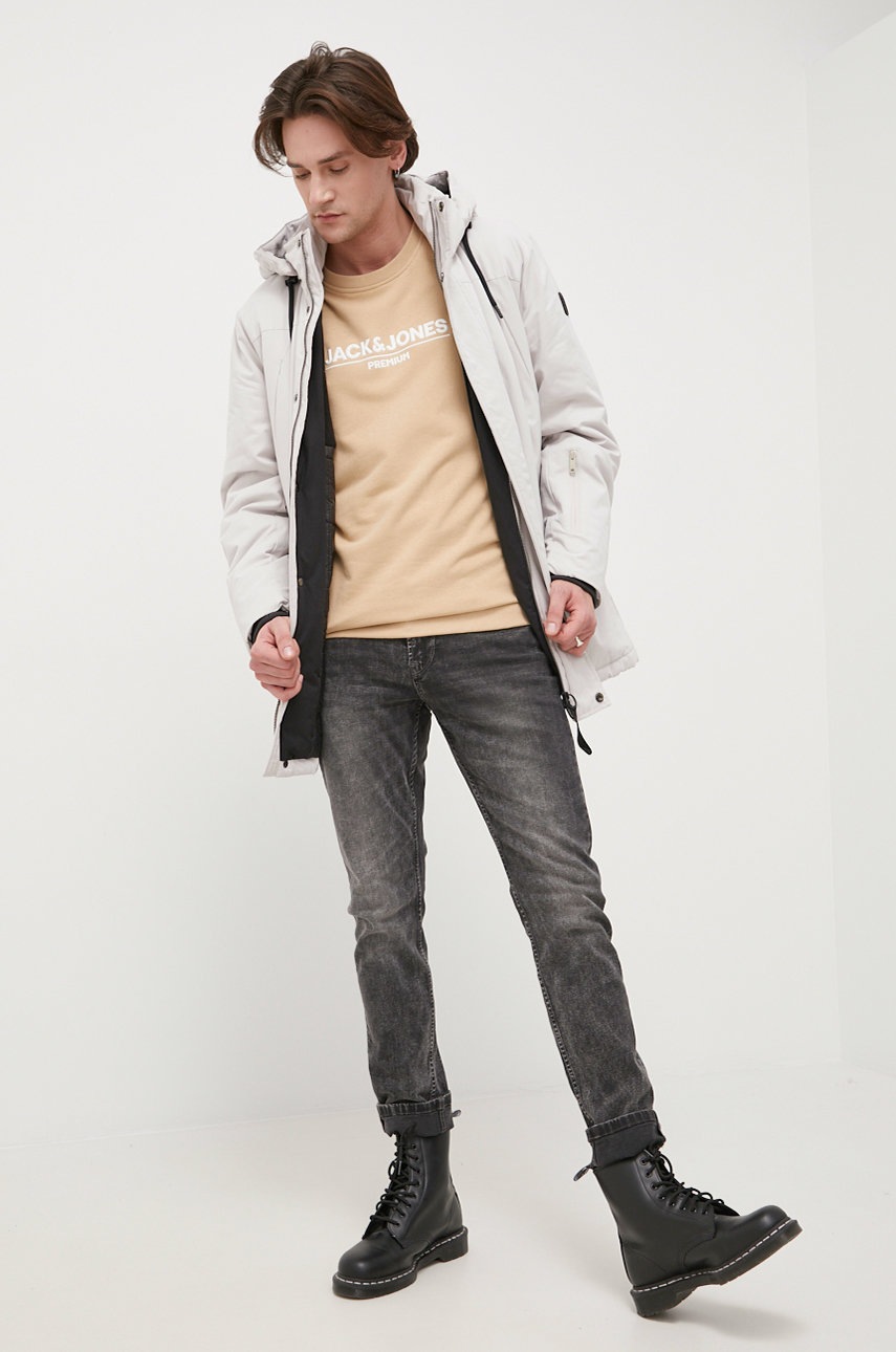 

Кофта Premium by Jack&Jones чоловіча колір бежевий з принтом