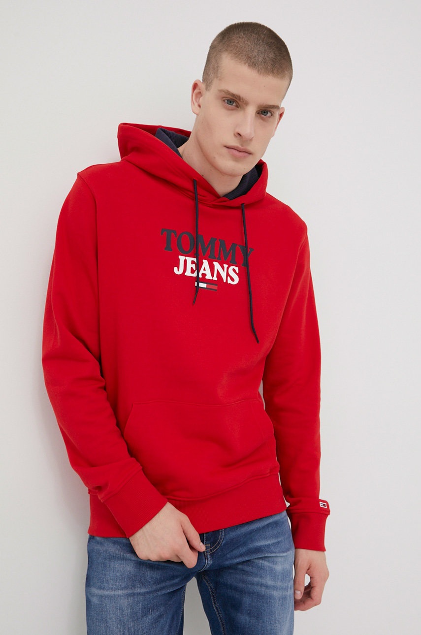 

Памучен суичър Tommy Jeans мъжка в червено с принт, Червен