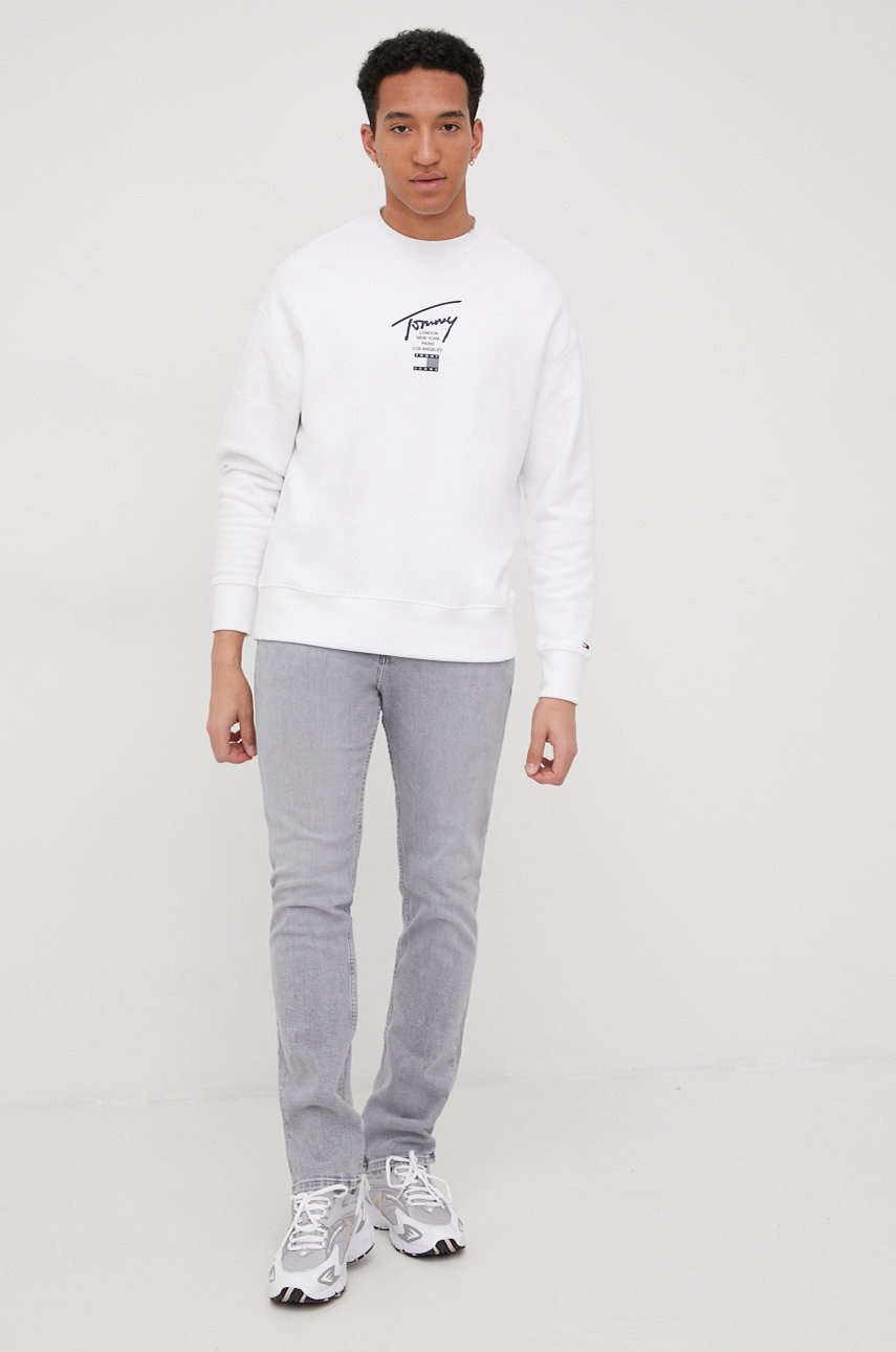 

Кофта Tommy Jeans мужская цвет белый с принтом