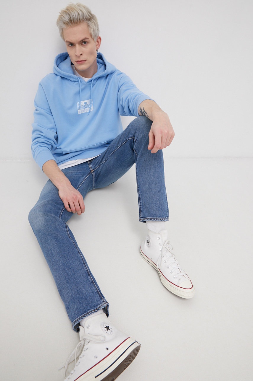 

Памучен суичър Levi's мъжки с изчистен дизайн, Син