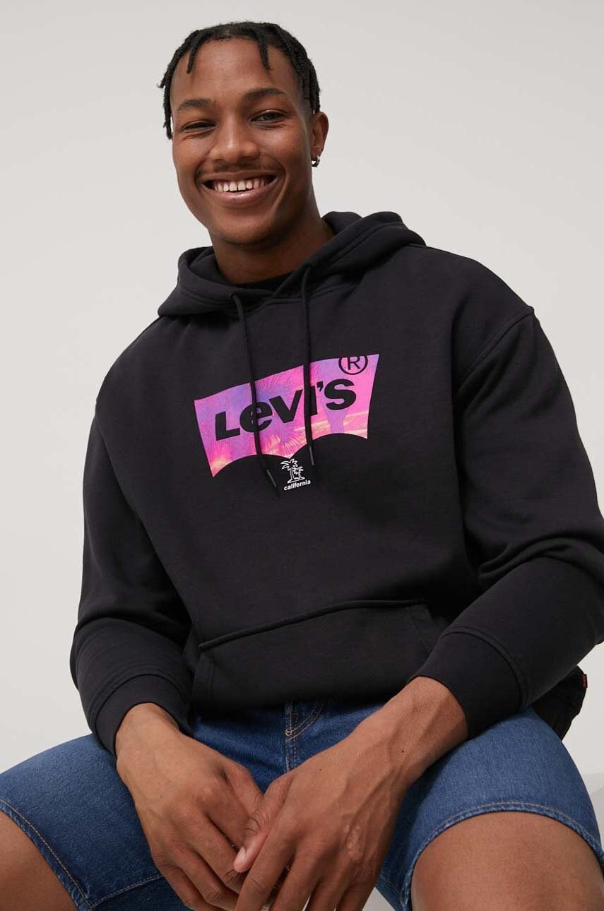Levi's bluza barbati, culoarea negru, cu imprimeu