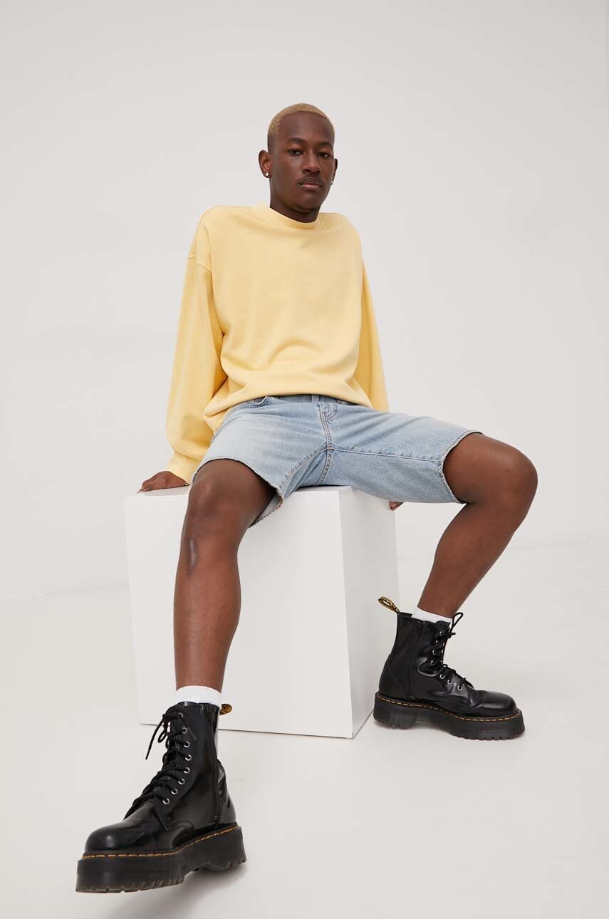Levi's hanorac de bumbac barbati, culoarea galben, neted