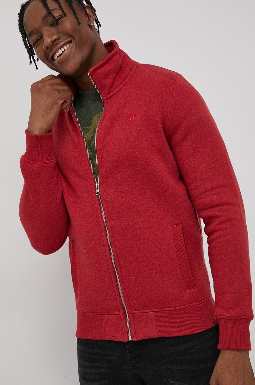Superdry Bluză bărbați, culoarea rosu, material neted ANSWEAR