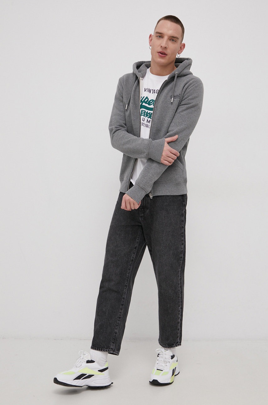 

Кофта Superdry чоловіча колір сірий меланж