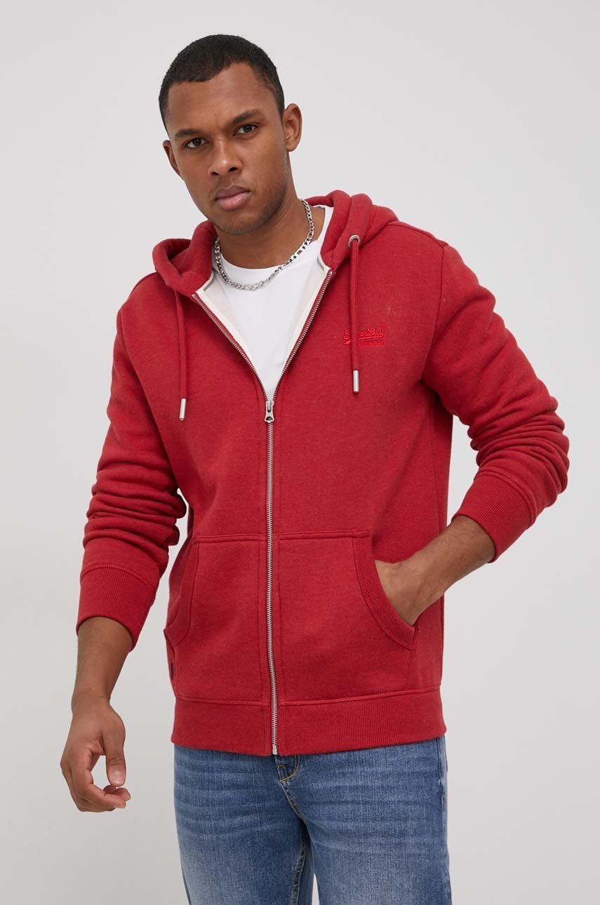 

Кофта Superdry чоловіча колір червоний однотонна