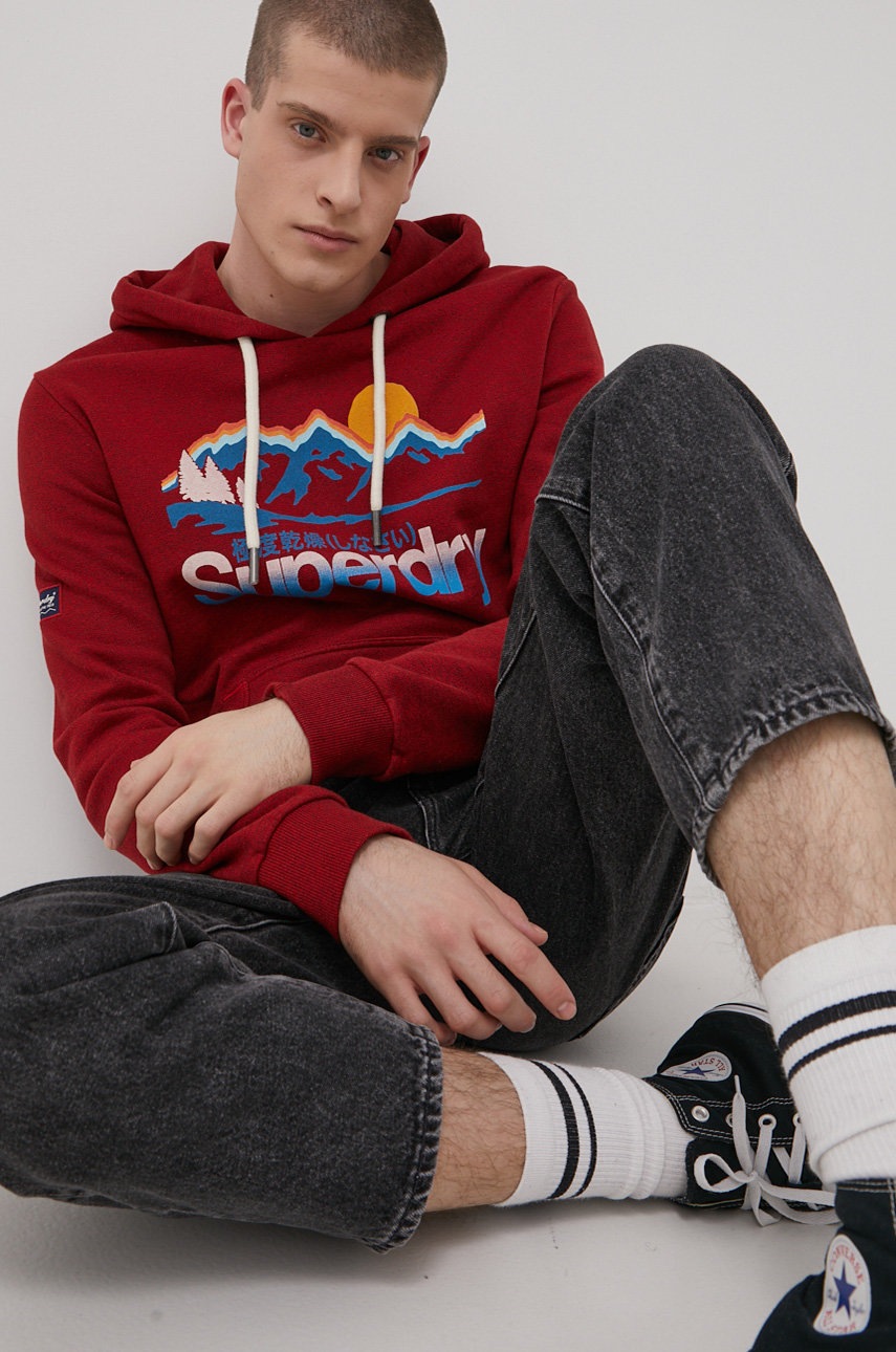 

Кофта Superdry мужская цвет красный с принтом