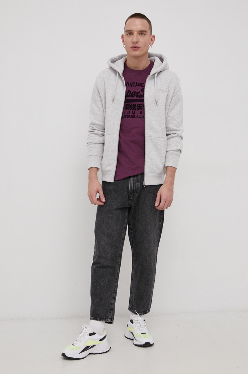 

Кофта Superdry мужская цвет серый меланж
