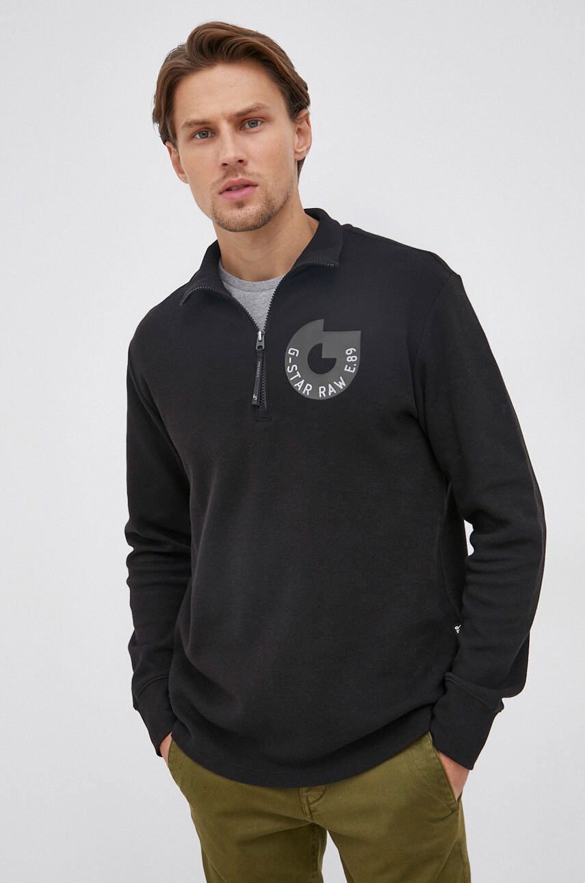 G-star raw hanorac de bumbac bărbați, culoarea negru, cu imprimeu
