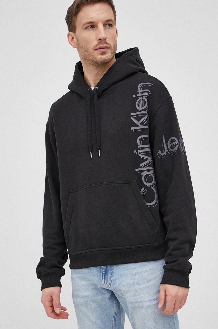 

Суичър Calvin Klein Jeans мъжки в черно с принт, Черен