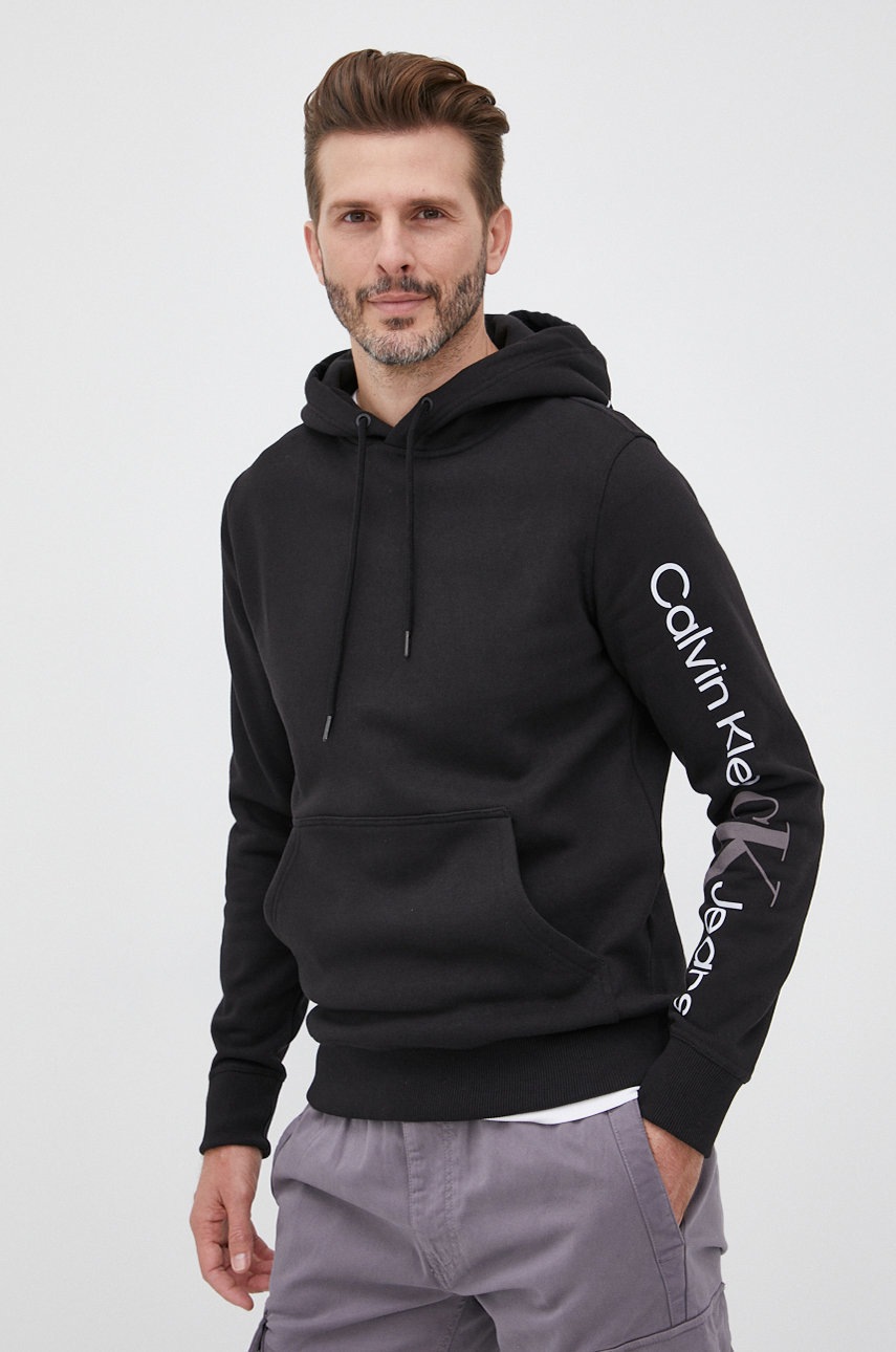 

Суичър Calvin Klein Jeans мъжка в черно с принт, Черен
