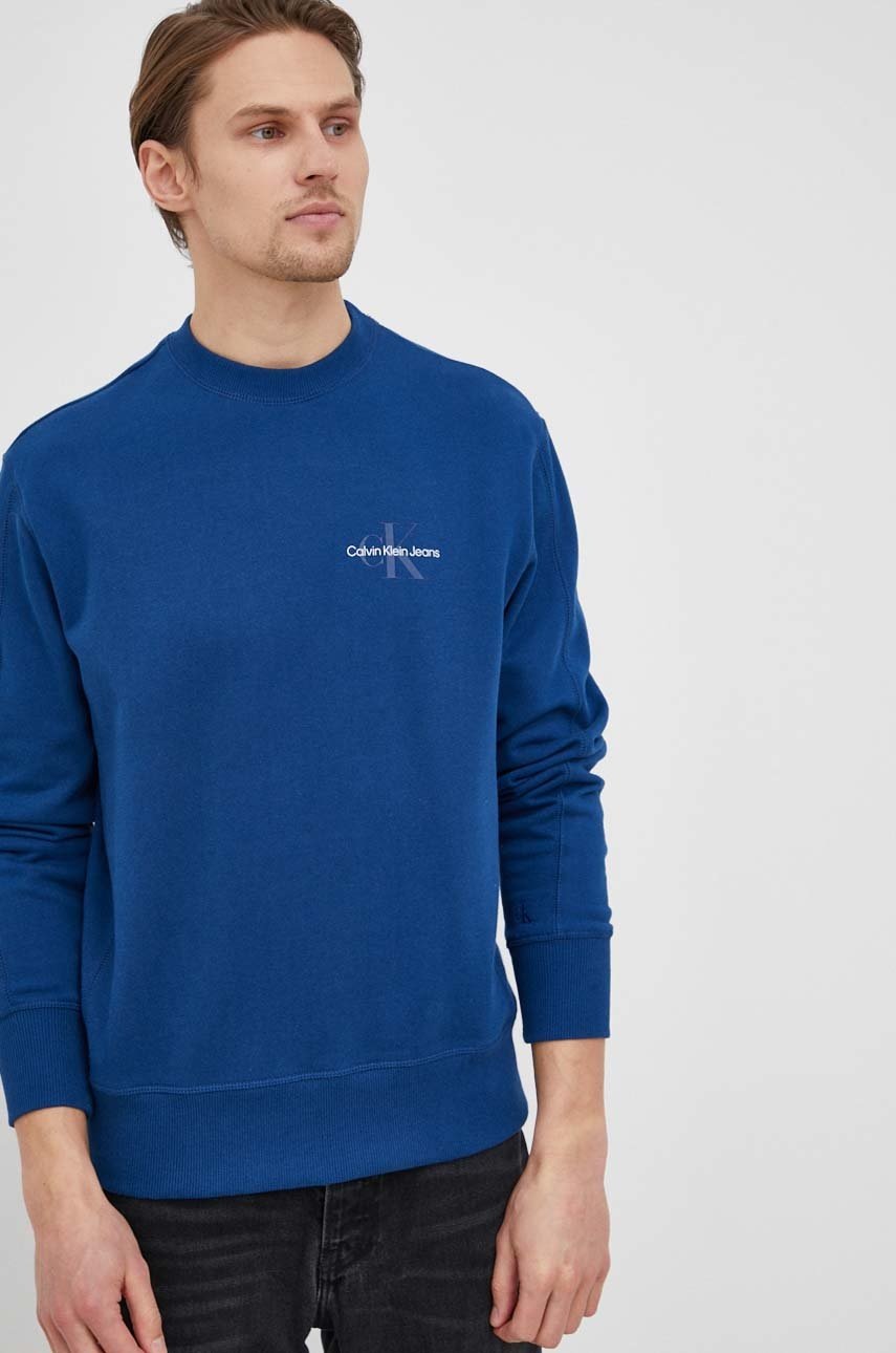 

Памучен суичър Calvin Klein Jeans мъжка в тъмносиньо с изчистен дизайн, Тъмносин